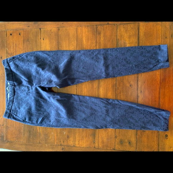 Navy Floral Dress Pants - Picture 1 of 5